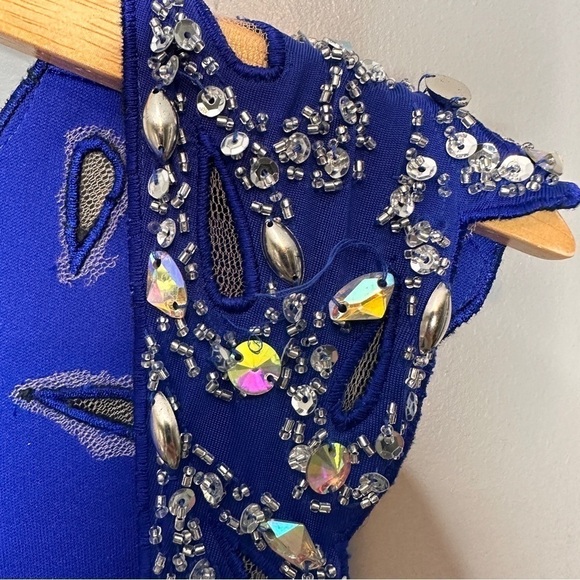 Macduggal Cassandra Stone Royal Blue cutout back formal maxi dress - Picture 13 of 16